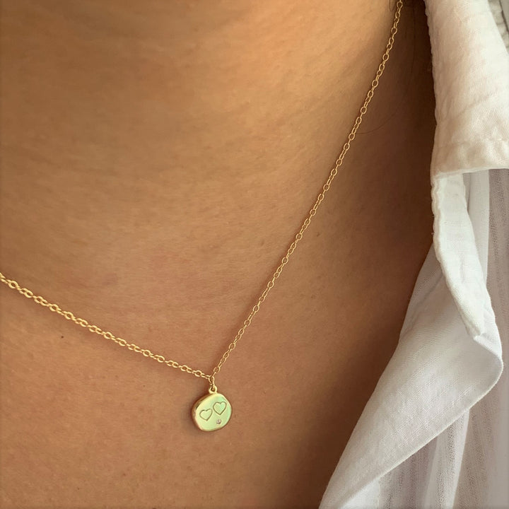 Bellaboho 18K Vermeil Double Heart Coin Necklace